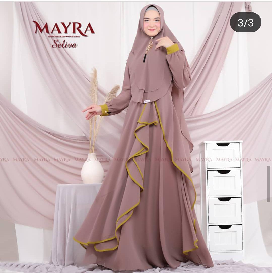 Baju Muslim Modern Gamis SELIVA SYAR'I Ceruty Baby Doll (Dapat Gamis + Hijab) Terusan Wanita Lengan Panjang Best SellerStelan Syar’i Dress PestaGamis Muslimah Terbaru Pakaian Syari CasualPaling Laris 2019