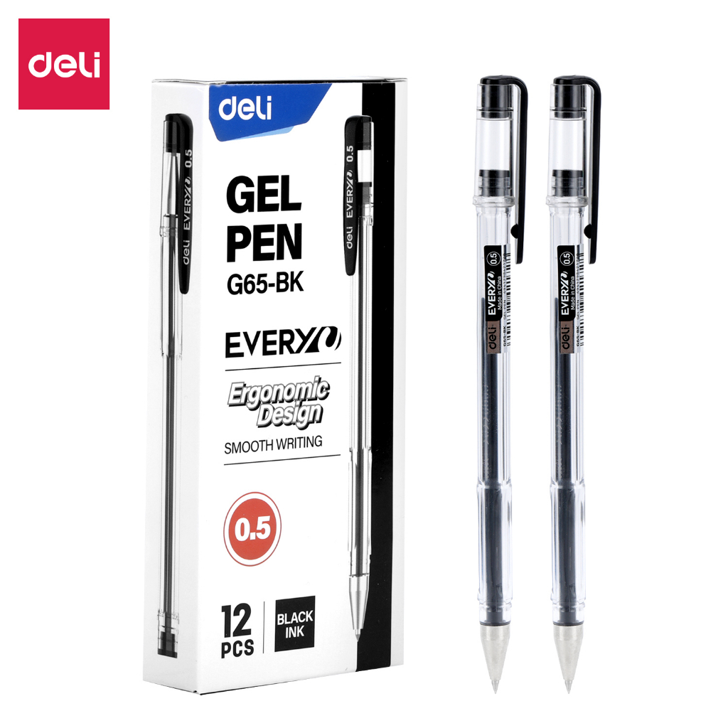 Deli Pulpen Gel / Gel Pen 0.5 mm Nyaman Digenggam EG65 (Satuan) - Deli Outlet