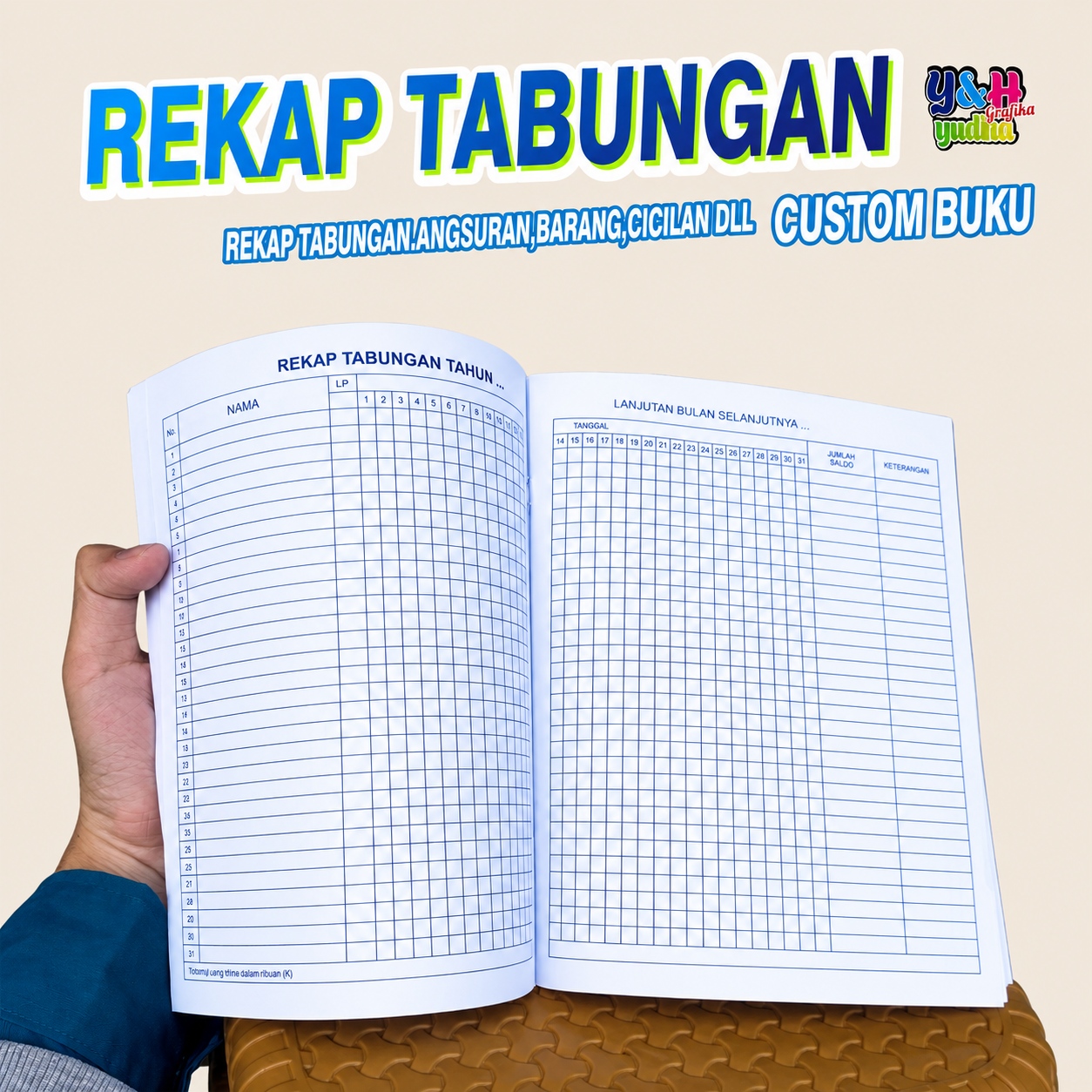 Custom buku rekap tabungan | rekap angsuran | rekap barang rekap cicilan Y&H Yudha Grafika BISA PAKAI NAMA SENDIRI