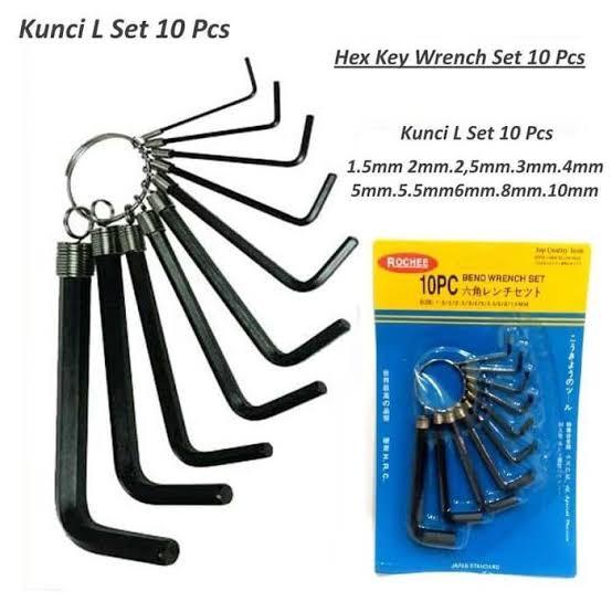 Kunci L Set Hex Key Ring 10 in 1