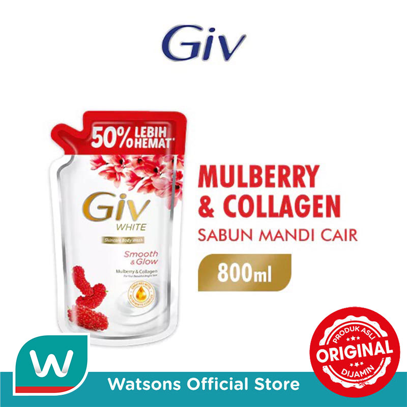 Giv White Sabun Mandi Cair Mulberry & Collagen Pouch 800ml