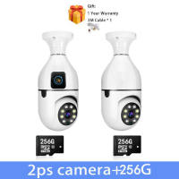 Kamera CCTV Lensa Ganda V380 Pro Bulb Terhubung ke Ponsel Rotasi 360° Pelacakan Otomatis Penglihatan Malam Dalam dan Luar Ruangan Audio Dua Arah