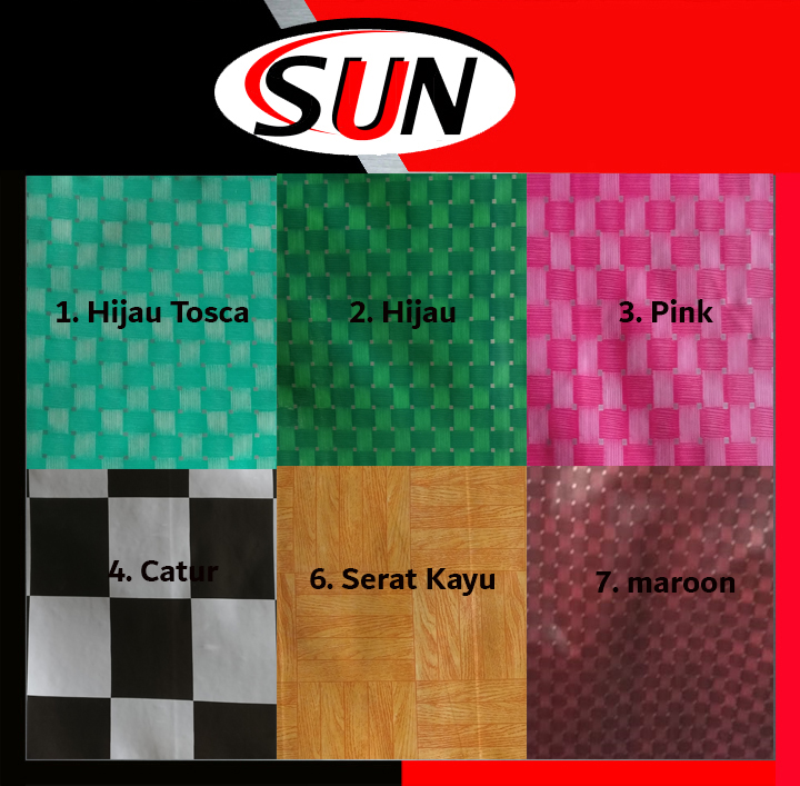 Karpet Lantai Rumah Serat Kayu Hitam Putih Catur Pink Hijau maroon