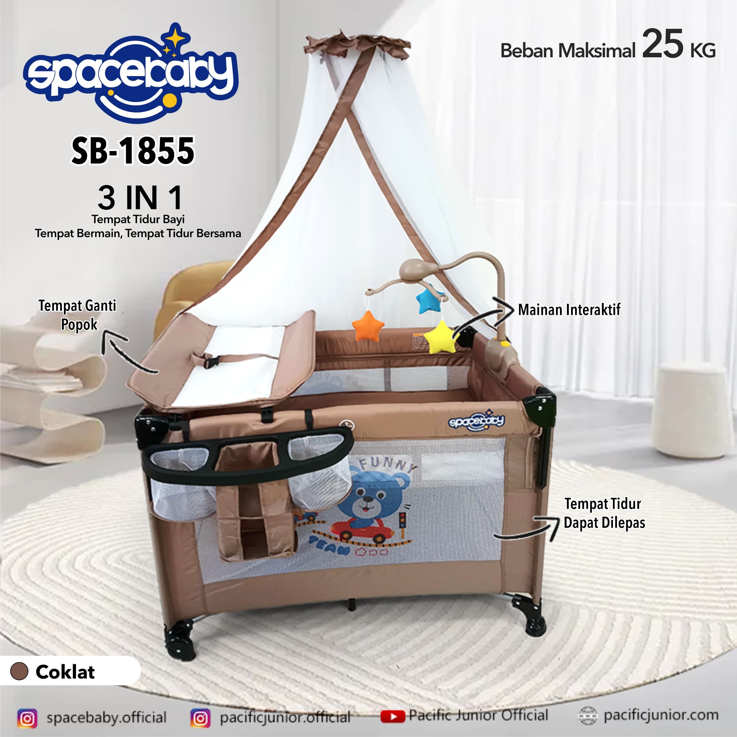 Space Baby SB-1822 Tempat Box Ranjang Bayi Lipat // 1855 tempat tidur travel // SB1819