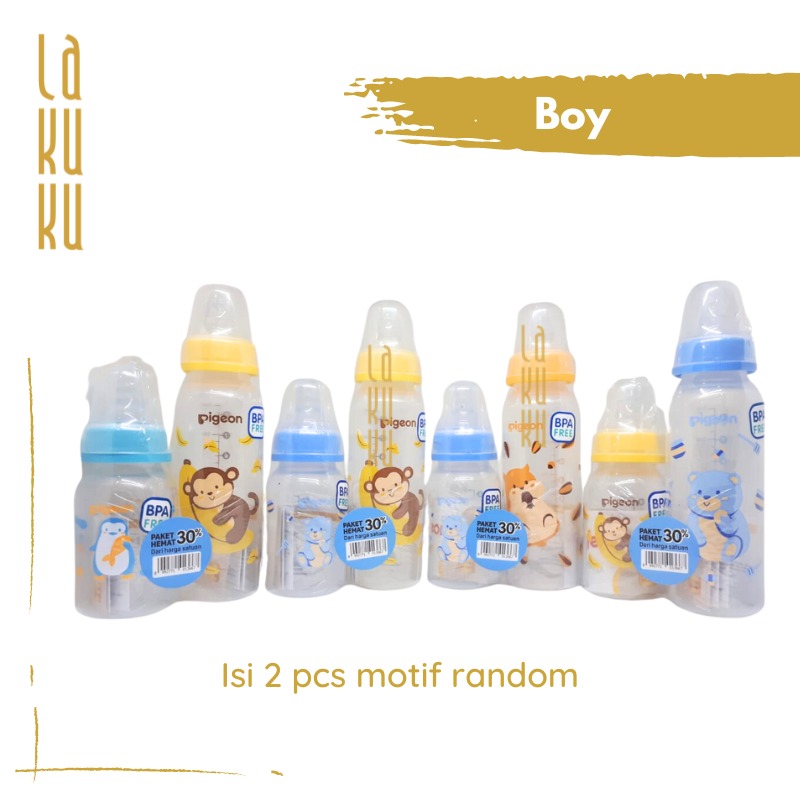 Lakuku - Botol Pigeon Standard Slim Neck 240ml + 120ml Paket Hemat 2 in 1 Dot Newborn Original