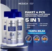 [Dapat 4 PCS] MEZUCA Profesional Hair Cream Refreshing Treatment Tanpa Bilas 5in1 Sun Protection Conditioner Vitamin Serum Masker Rambut  Efek Salon