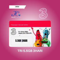 TRI THREE 5.5GB 3HARI (10 PCS) hanya berlaku  di area jabar kecuali bodebek karawang sukabumi cianjur