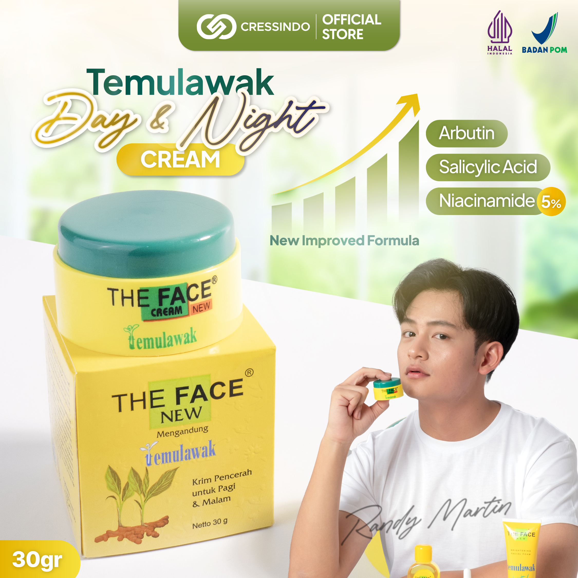 [ IMPROVED FORMULA ][BPOM] THE FACE Temulawak Day & Night Cream Netto 30gr With 5% Niacinamide - ...