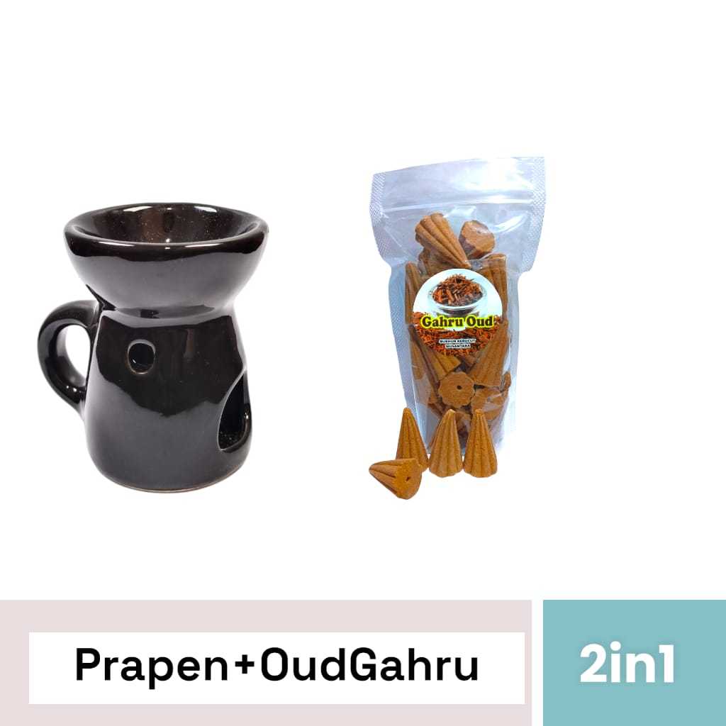 wadah plus dupa kerucut aromaterapi bukhur krucut wangi pengharum ruangan bakhoor oud kasturi