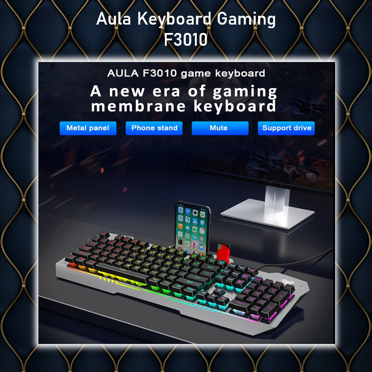 Keyboard Gaming Membrane AULA F-3010 Rubber Dump-NEW R LED+Software