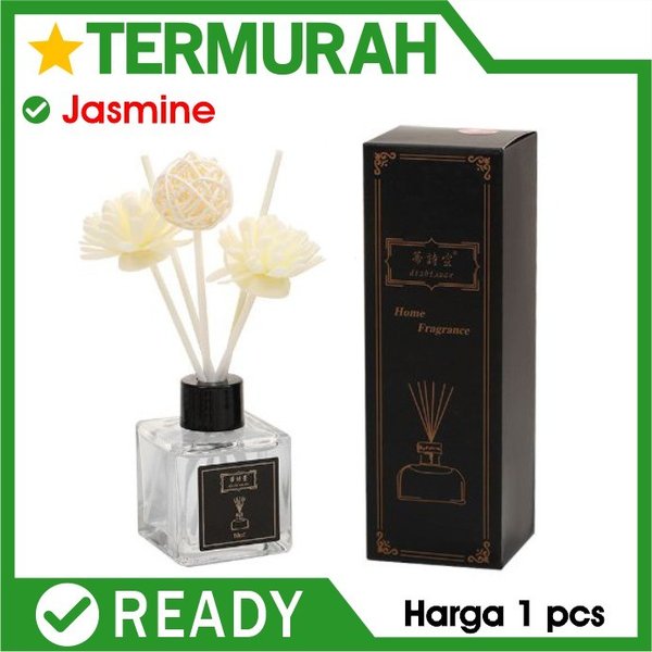 Pengharum Ruangan Jasmine Reed Diffuser Aroma Therapy Essential Oil Pewangi device 50ml stick fiber botol pewangi air kamar tidur parfum aromatherapy