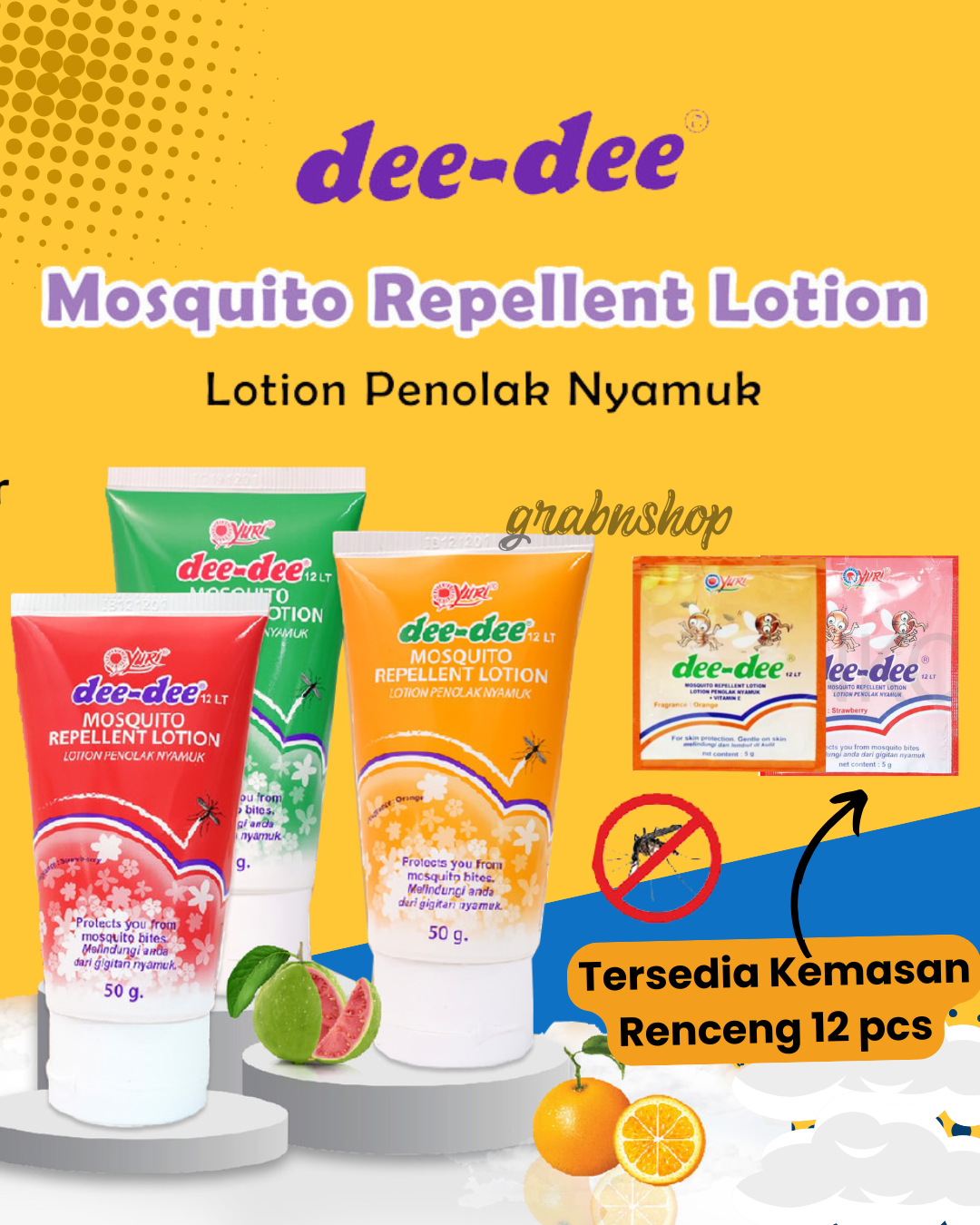 Yuri Dee-dee Mosquito Repellent Lotion 50 GR | 20 GR | 5 ML SACHET | Penolak Nyamuk bayi