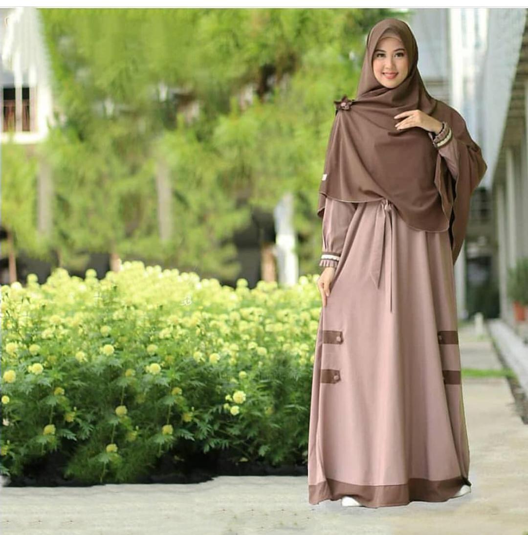 Baju Muslim Modern Gamis REINA SYARI Moscrepe (Free Hijab / Khimar ) Terusan Wanita Lengan Panjang Best Seller Trendy Modern Baju Stelan Syar’i Polos Muslim Gaun Dress Pesta Murah Terbaru Pakaian Simple Syari Couple Set Casual 2019