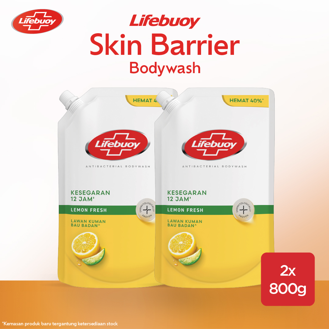 [HEMAT 30%] Lifebuoy Sabun Mandi Cair Anti Bacterial Body Wash Lemon Fresh 2x800ml - 100% Lebih K...