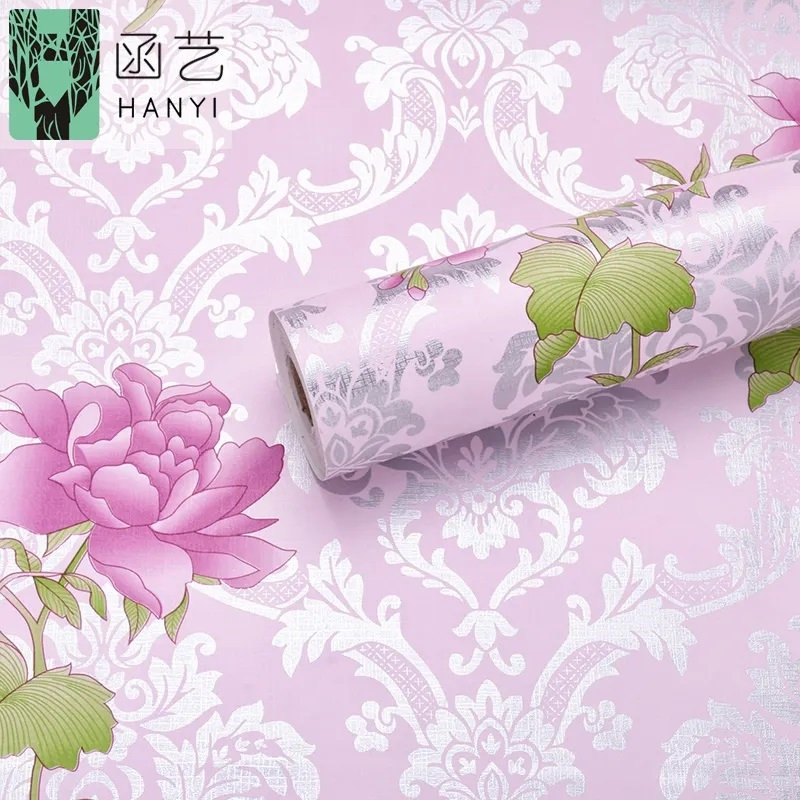 Wallpaper Dinding Batik Silver Rose Pink 9m s/d 10m x 45cm