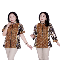 Putri Nasya Blouse Batik Big Size Wanita Atasan Batik Jumbo Lengkap S-M-L-XL-2L-3L-4L-5L-6L-7L Model Blus Jumbo Seragam Batik / Atasan Formal Kantor Wanita / Pakaian Batik Kerja Kekinian Trendy Model Terbaru