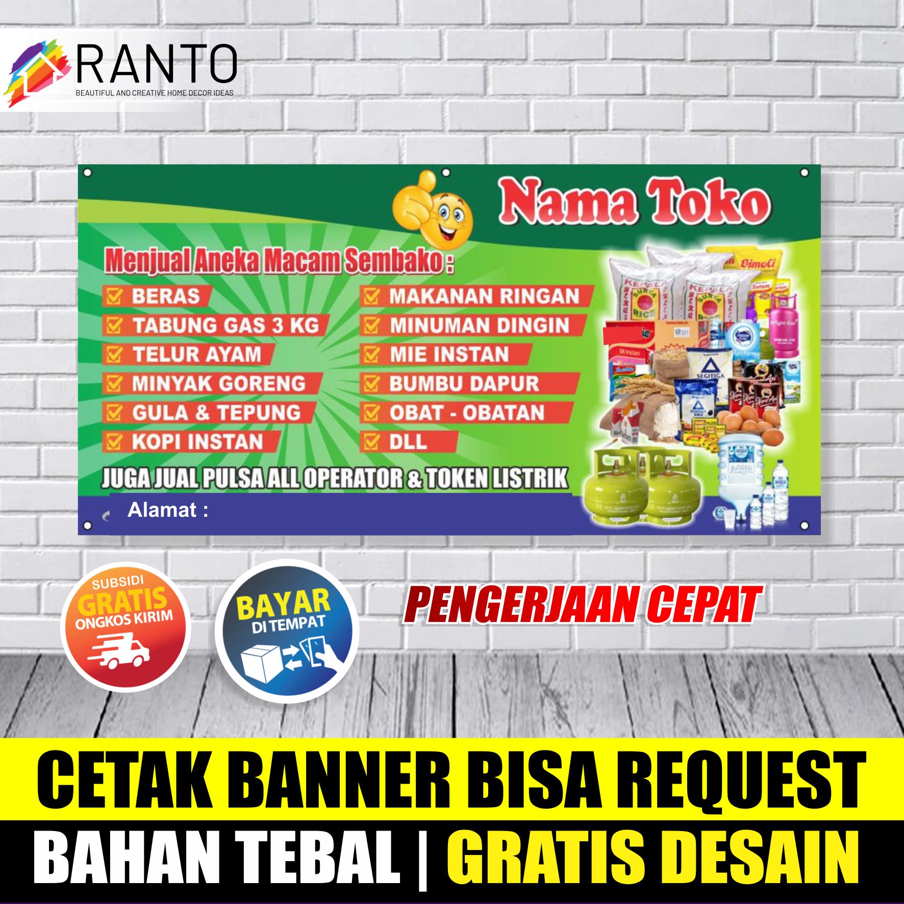 Harga Cetak Banner Spanduk Sembako Spanduk Toko Sepanduk Dagang My