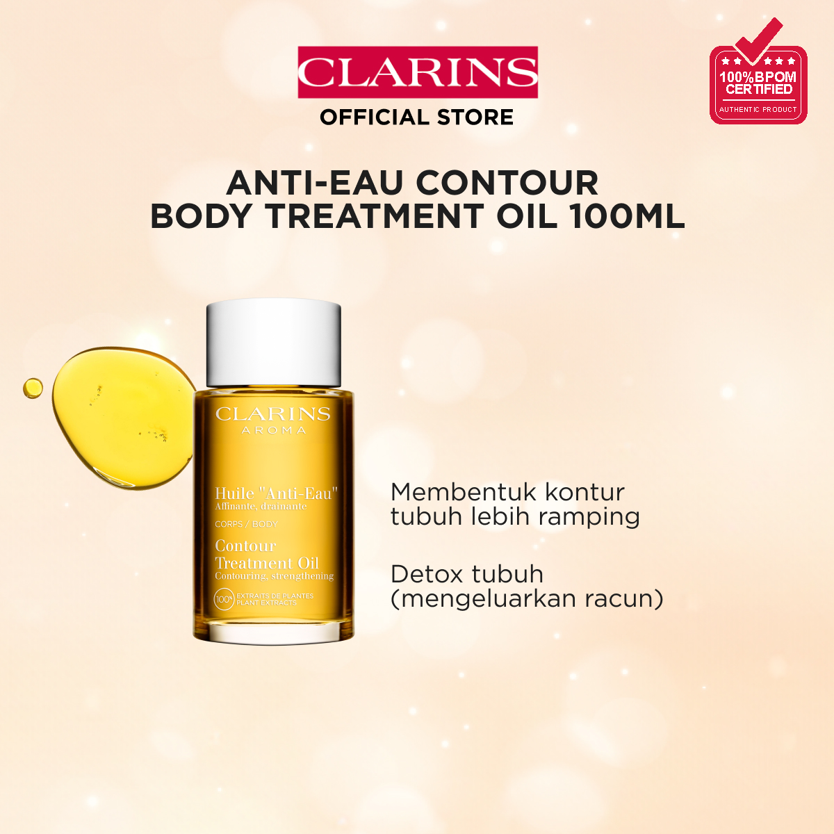 CLARINS Anti-Eau Contour Body Treatment Oil 100ml - body slimming / pelangsing / pasca melahirkan