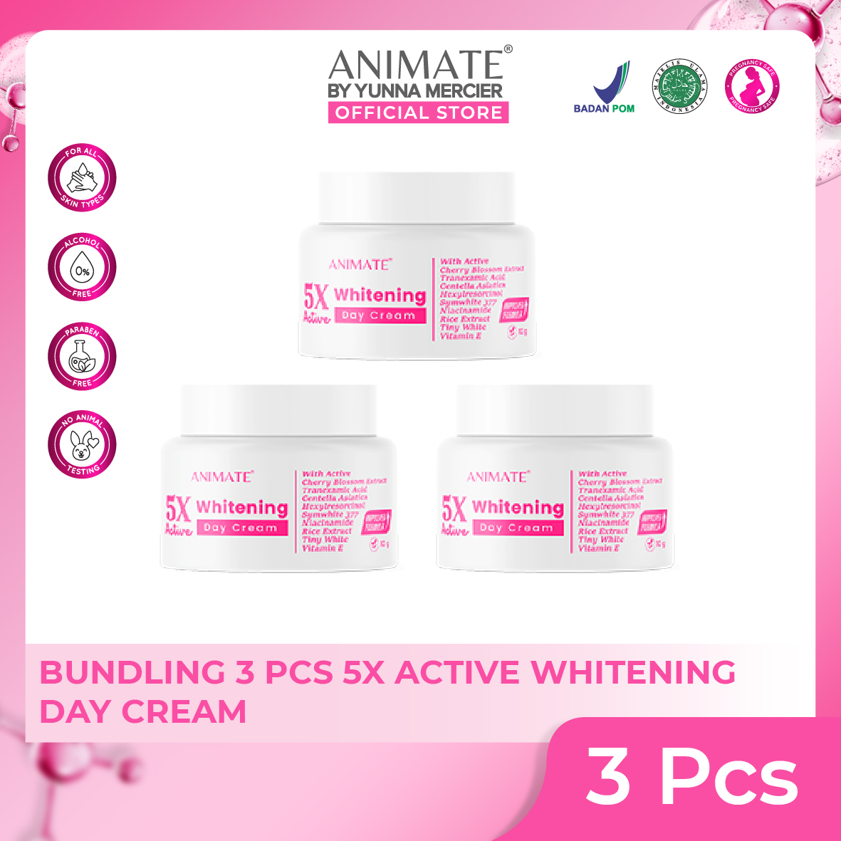 Bundling 3 Pcs Animate 5x Active Whitening Day Cream 10 gr