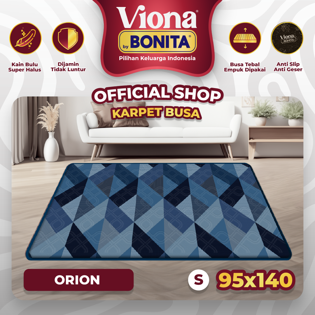 [95x140] Karpet Busa Malaysia Motif Minimalis 16mm – Anti Selip | Viona Bonita