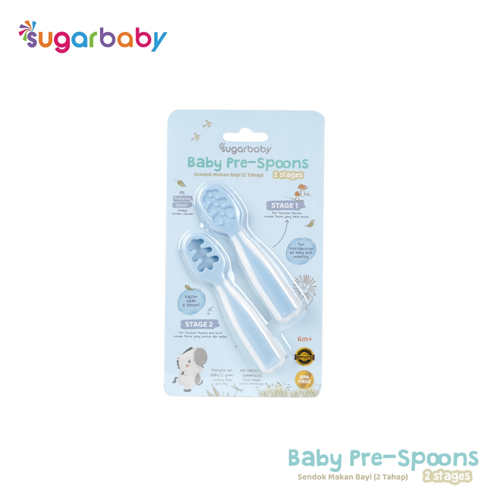 READY BANDUNG SUGAR BABY SUGARBABY icon video play Share: Product Information Section mall inline badge Sugar Baby Pre Spoon 2 Stages Sendok Belajar Bayi BPA FREE / Training Spoon / Peralatan Makan MPASI Bayi SUGARBABY SUGAR BABY