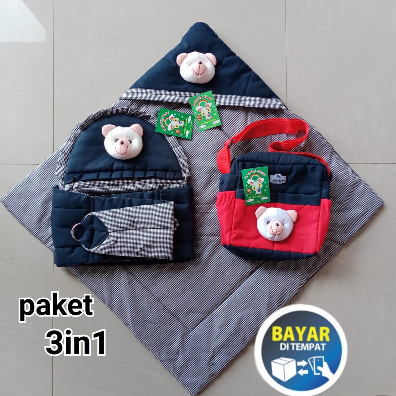 Paket Hemat 3IN1 / TAS BAYI GENDONGAN BAYI DAN SELIMUT BAYI