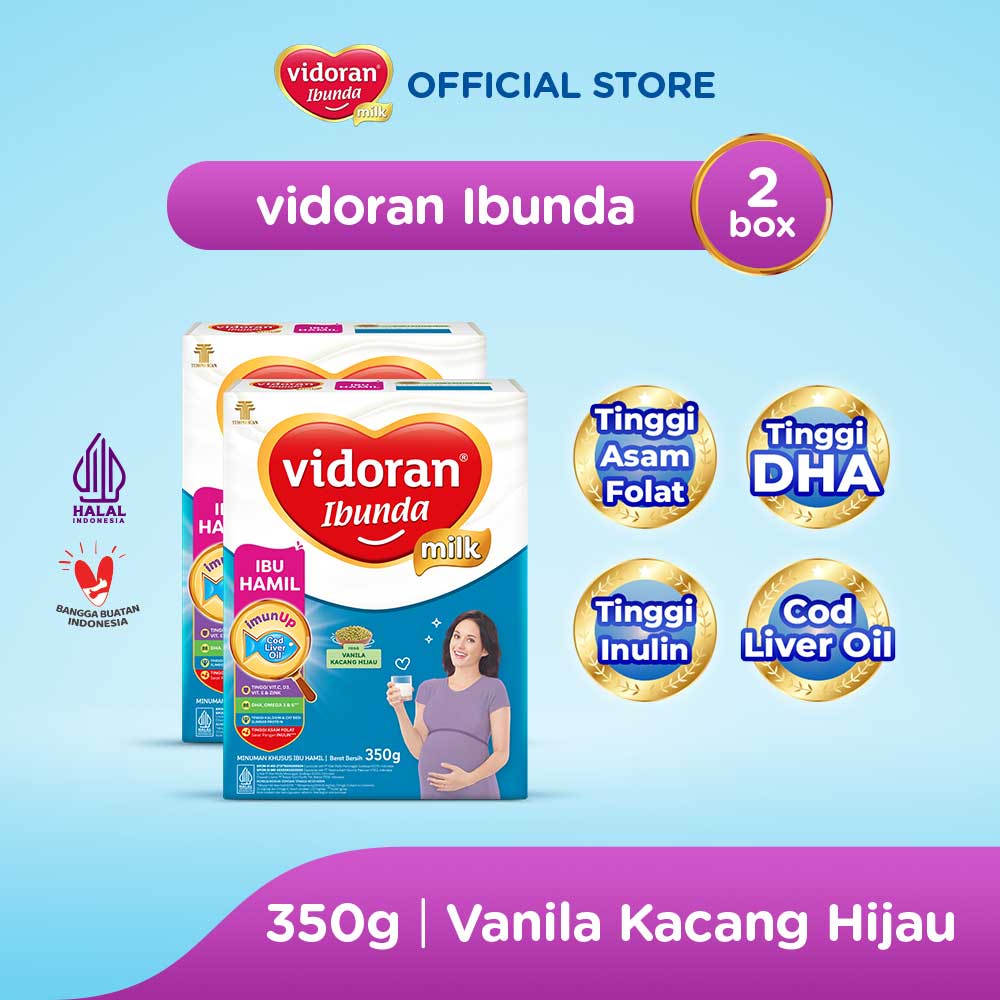 vidoran Ibunda Vanilla Kacang Hijau 350gr Susu Ibu Hamil - 2 box (Exp : 02.2027)