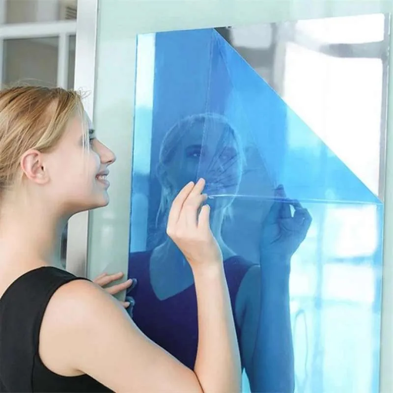 Sticker Cermin Mirror 50x100cm Dinding Reflection Kaca PVC Kotak SL02