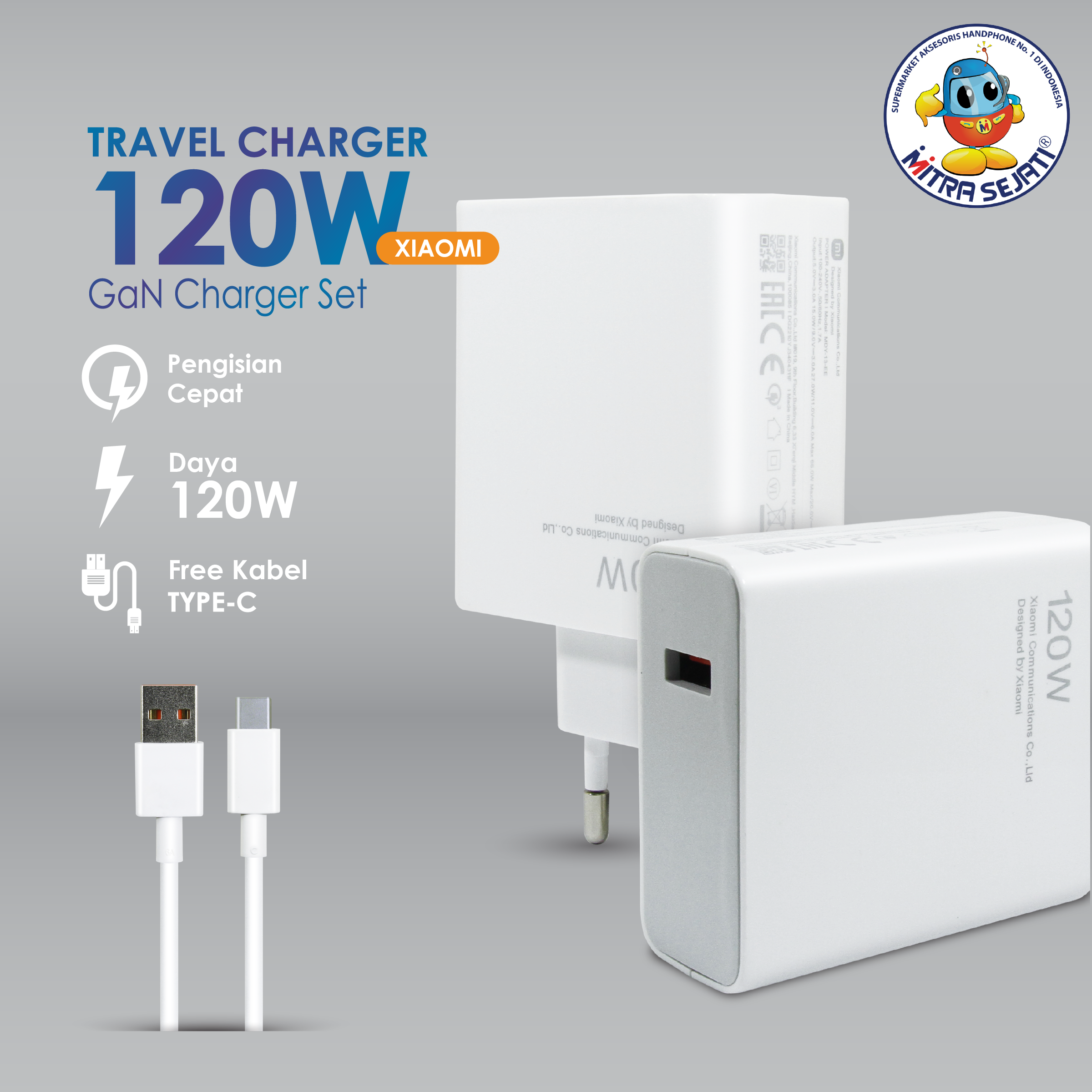 Travel Charger 120W Xiaomi Fast Charging USB Type-C