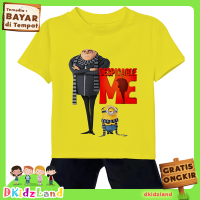 Setelan Kaos Anak Laki Laki Lengan Pendek Motif Despicable Me Gru Minions 1-10 Tahun Dkidzland