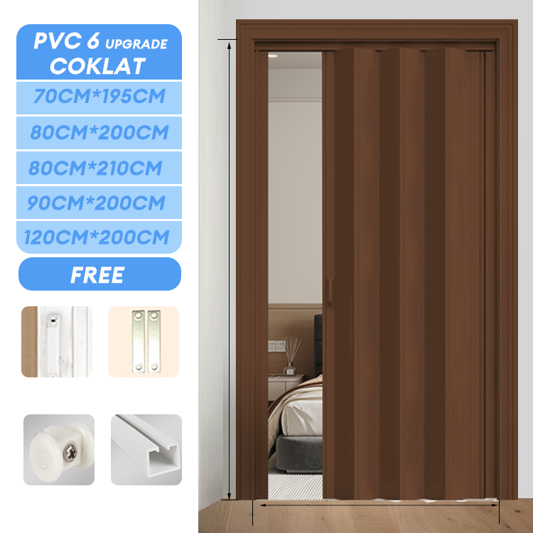 MH Folding Door Pvc Pintu Lipat PVC Geser | Pintu Partisi Ruangan | Tanpa Pengeboran | Mudah Dipasang | Untuk Kamar Tidur Kamar Mandi Dapur Ruangan