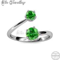 Birth Stone Ring 12 colors embellished with Crystals from Premium Crystal Premium Austria - Cincin Lapis Emas