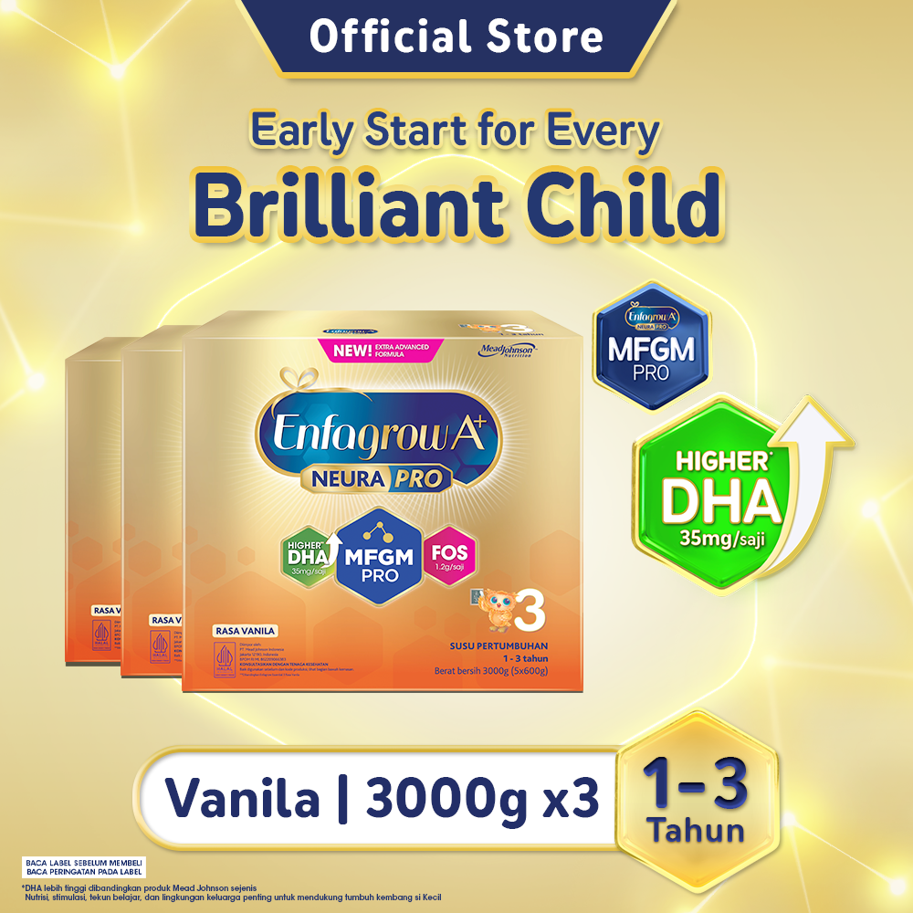 [Paket isi 3] Enfagrow A+ 3 Susu Formula 1-3 Tahun Rasa Vanila 3000gr