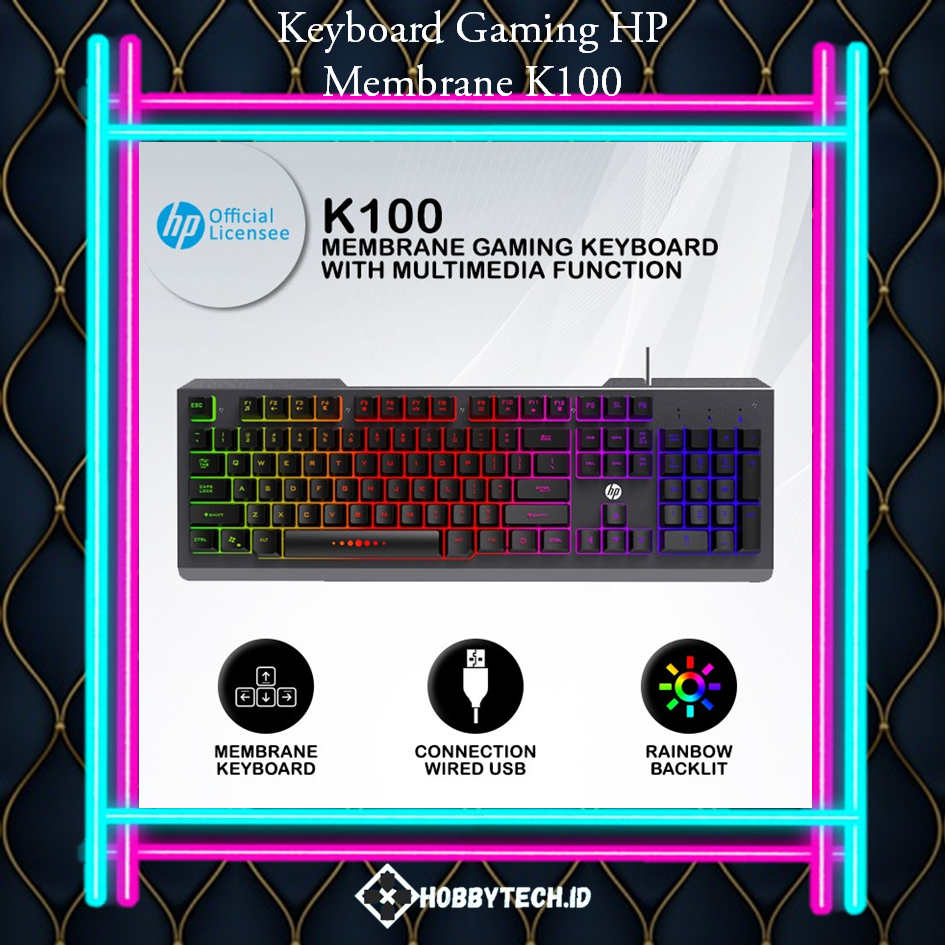 Keyboard Gaming HP K100 - RGB Membrane Keyboard & Multimedia Function
