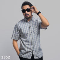 PAKAJI Kemeja Pendek Kemeja Pria Yarndyed Pendek Kotak Kemeja Yarn Dyed Kotak Kecil Soft Grey 3252