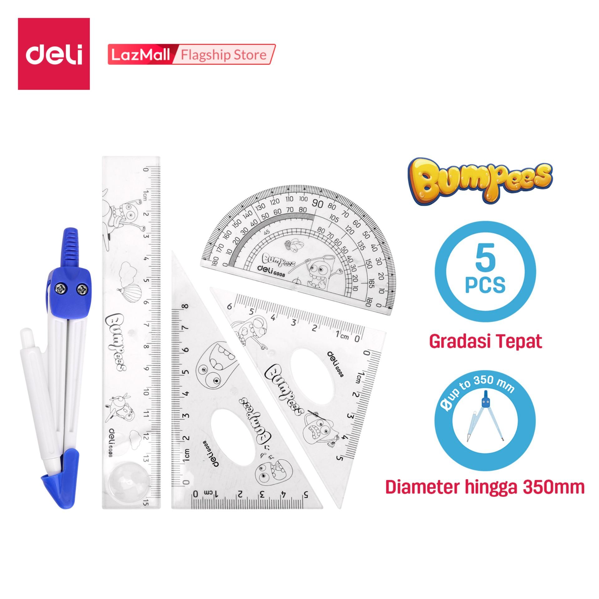Deli Set Penggaris Sekolah + Jangka E9598 Daya Tahan Ekstra