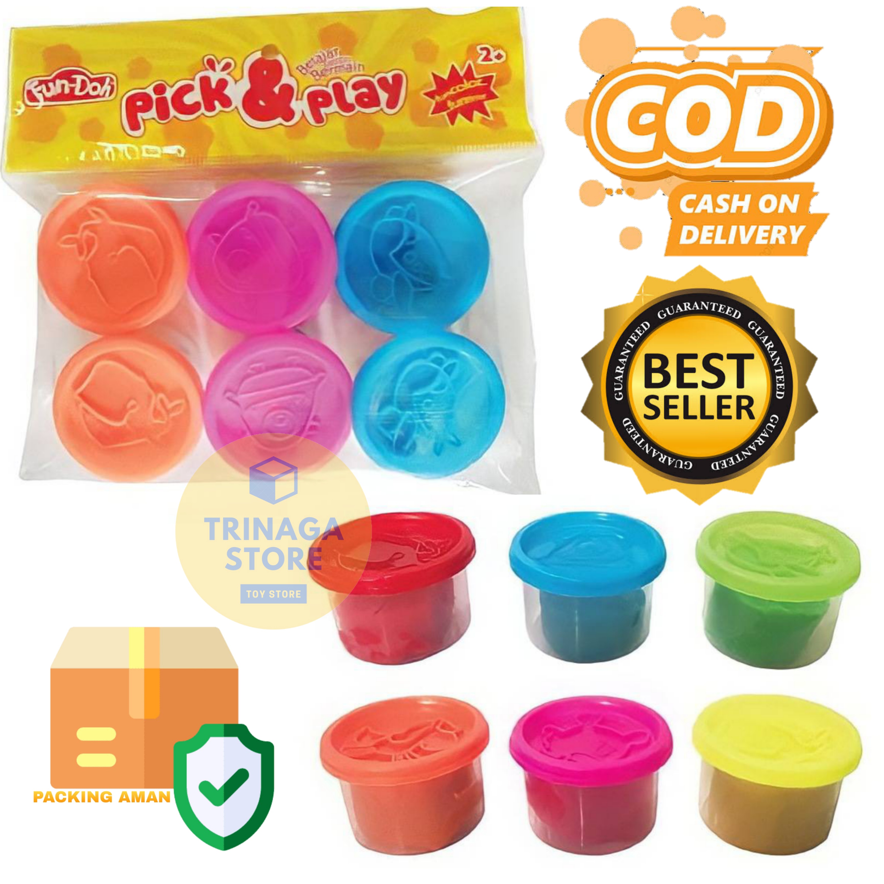 ( BISA COD ) PROMO Mainan Anak 6 Pcs Lilin Fun Doh Pick & Play Fun Doh Refill / Mainan Edukasi Murah SNI