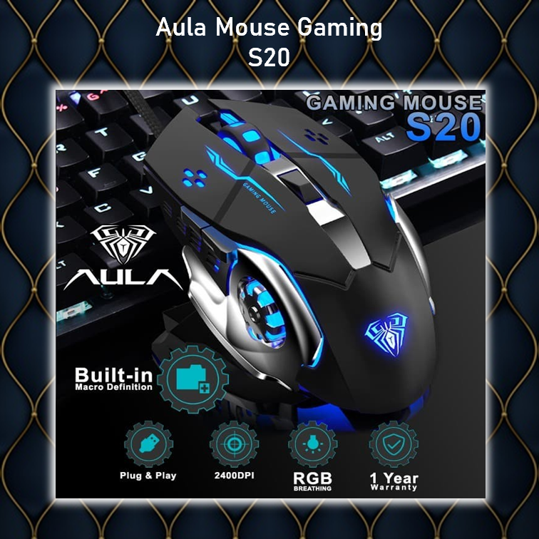 Mouse Gaming AULA S20 – 2400DPI RGB Driver Macro Software