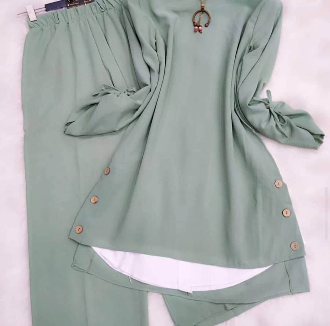 Baju Muslim Modern ANGGUN SET WD Bahan TORRYBURCH Dapat ATASAN + CELANA Baju Setelan Wanita 2021 Stelan Wanita Terbaru Remaja Setelan 2in1 BEST SELLER
