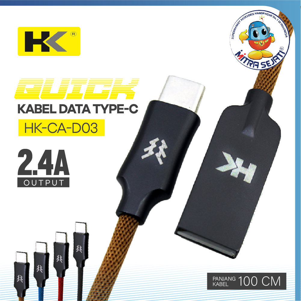 Kabel Data Charger Quick HK CA-D03 Type C-1KDTYPECD03HK