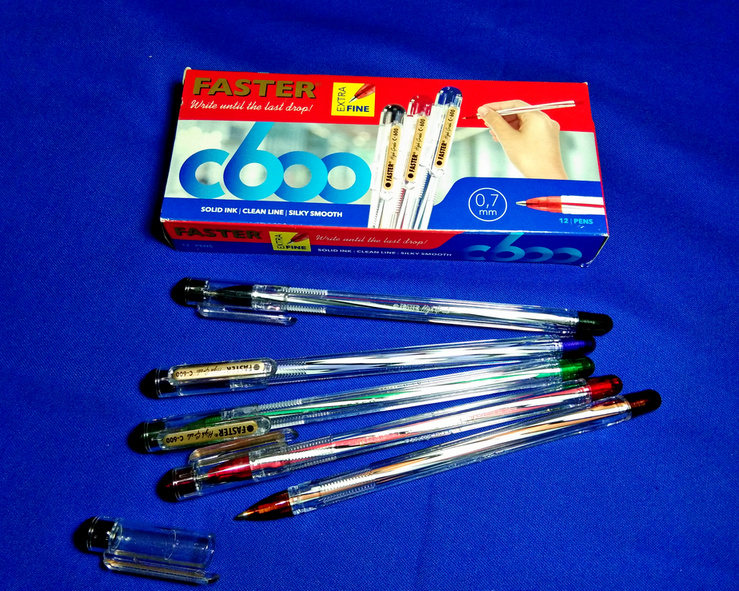 Faster Ballpoint C600 Hitam / Biru / Merah ( 1 Pack - 12 Pcs ) ( IRRA STORE )
