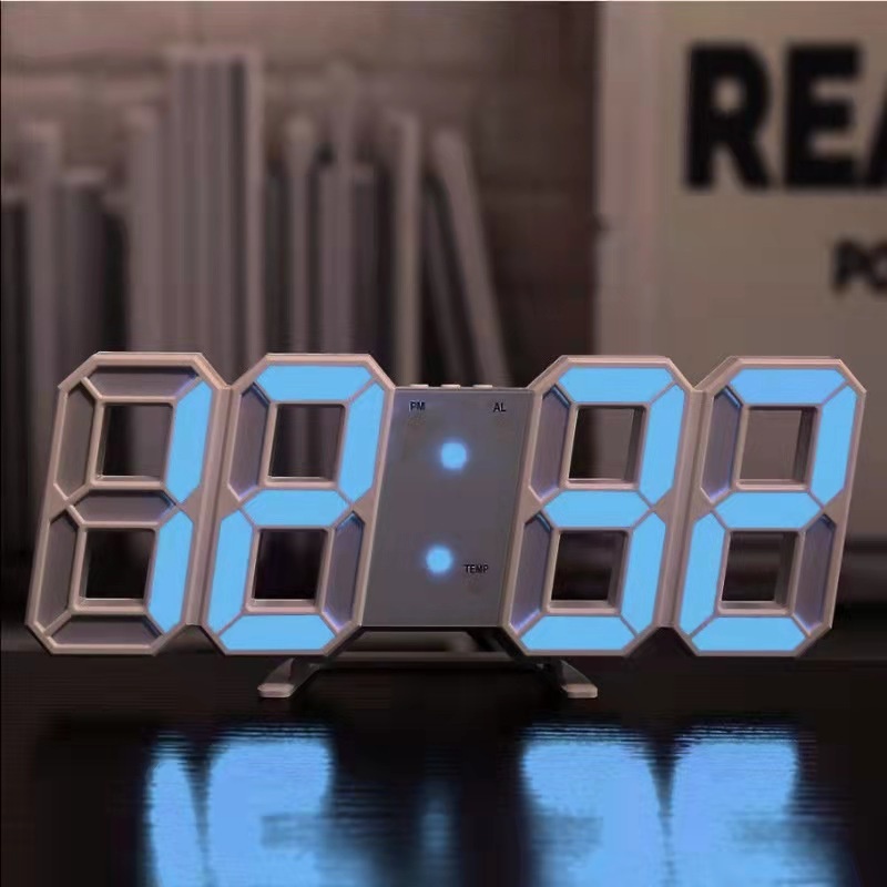Jam Dinding Digital LED 3D / Jam Meja Jam Dinding Bentuk Angka 3D LED Digital