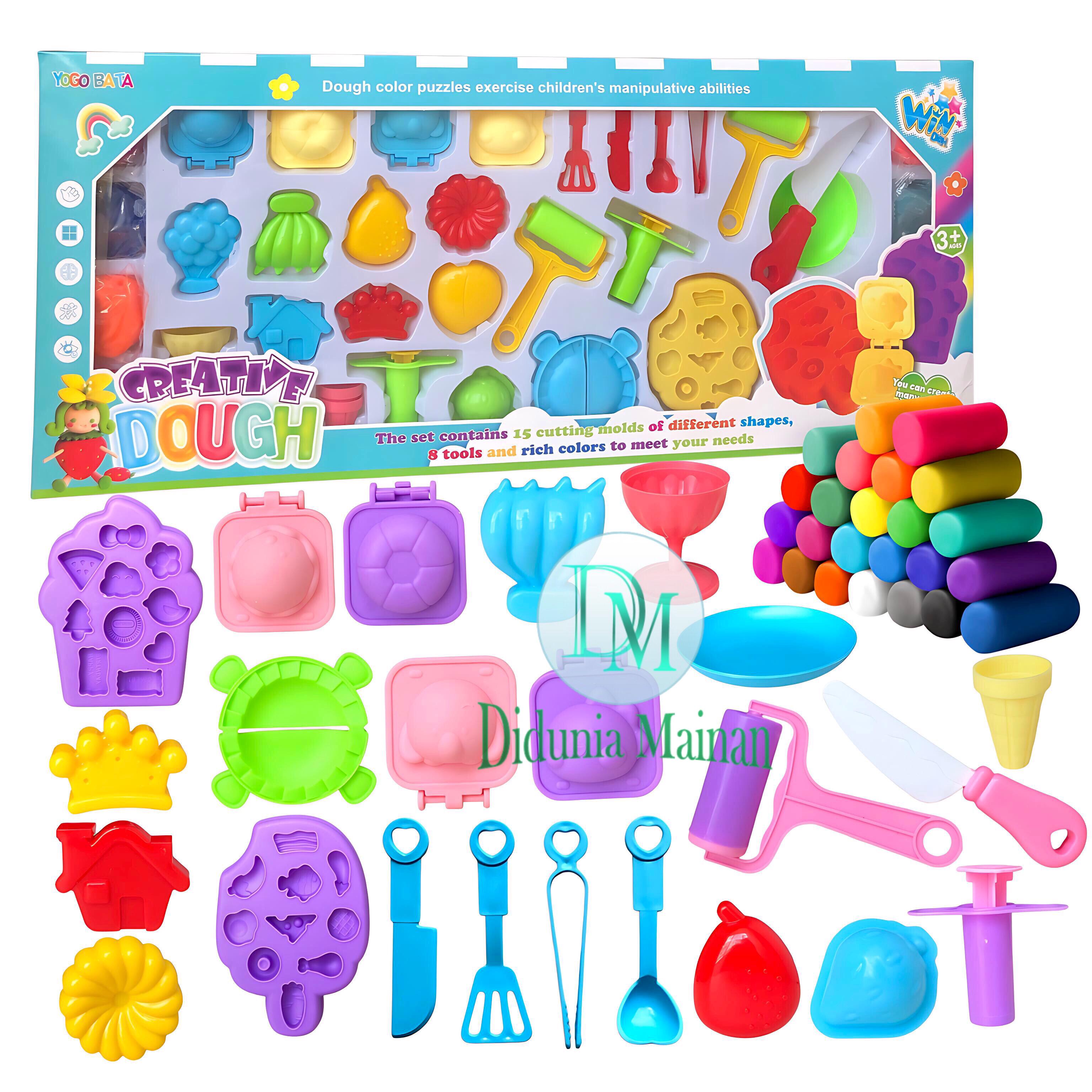 Mainan Edukasi Anak Playdough Set Cetakan Lilin Plastisin Creative Set Dough Play Fun Doh