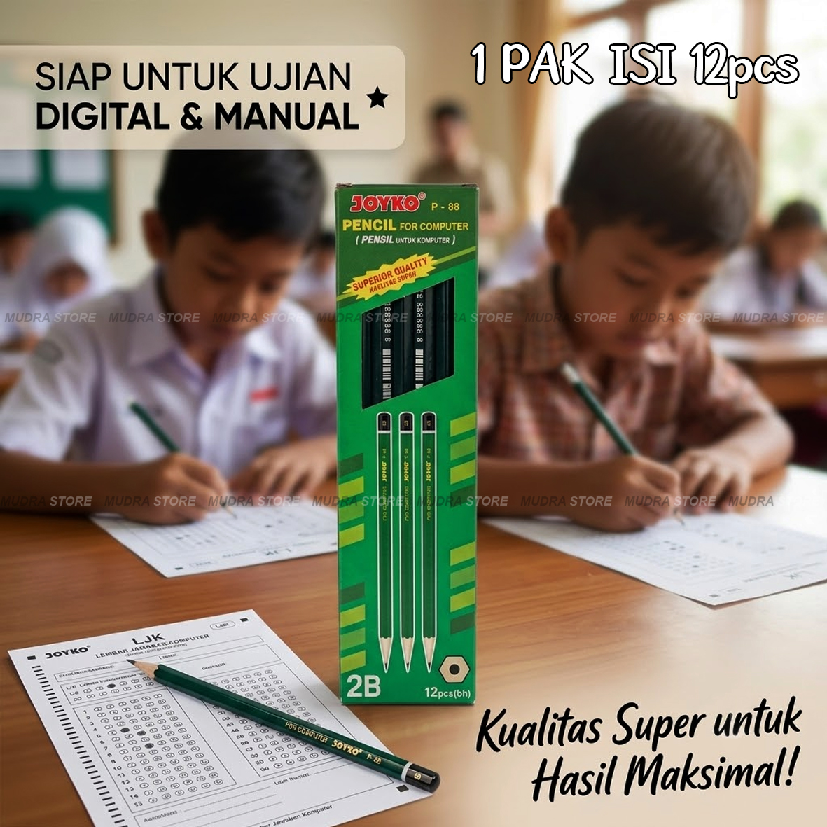Pensil Kayu Joyko P-88 2B Hexagonal - Isi 12 Pensil Mudah Digunakan