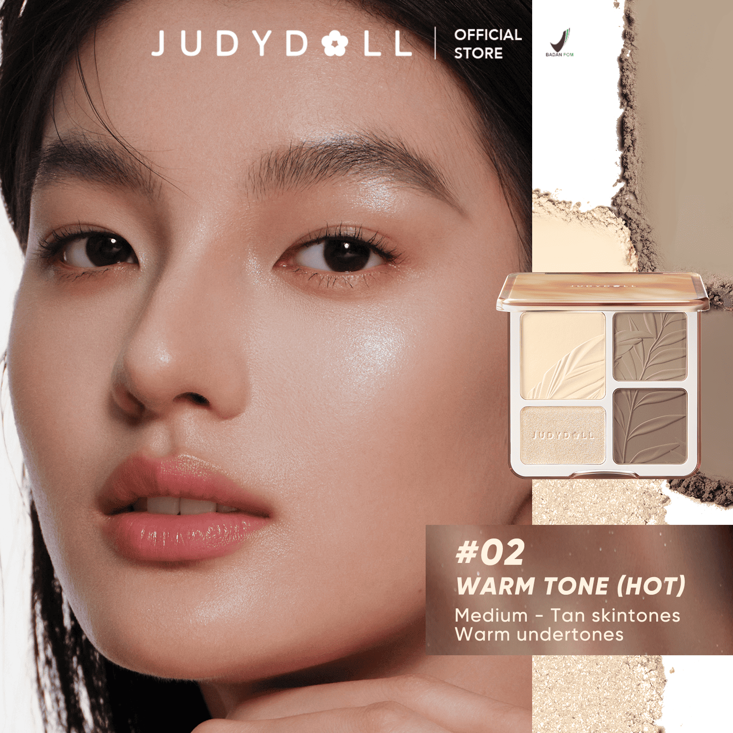 Judydoll Highlight & Contour Palette - Face Palette Highlighter Shading Powder untuk contour hidu...