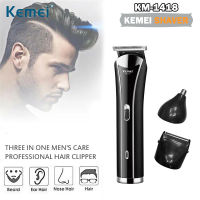 PROMO ORIGINAL Mesin Cukur Shaver KEMEI KM-1418 / KM-1418 Clipper 3 in1 Alat Cukur Rambut Kumis Jenggot dan Bulu Hidung