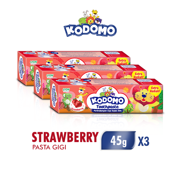 [Paket Isi 3] KODOMO Pasta Gigi Strawberry Tube 45GR