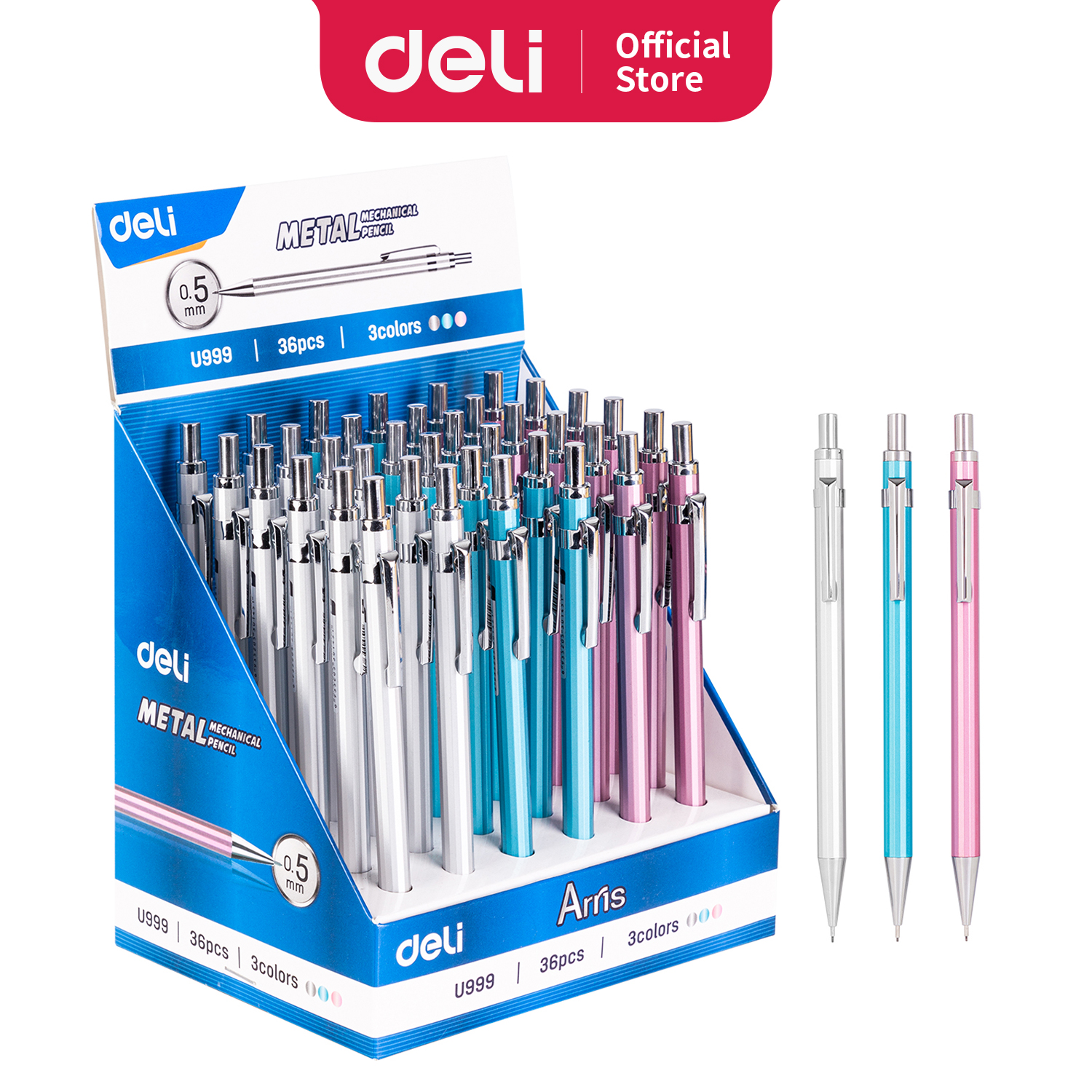 Deli Metal Mechanical Pencil Pensil Cetek Bahan Logam Tip 0.5mm Daya Tahan Extra EU999