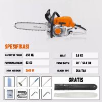 Mesin Potong Kayu 58CC 20 Chainsaw 2Tak Untuk /Gergaji Mesin/Mesin Gergaji Kayu/Gergaji Potong Pohon Kayu