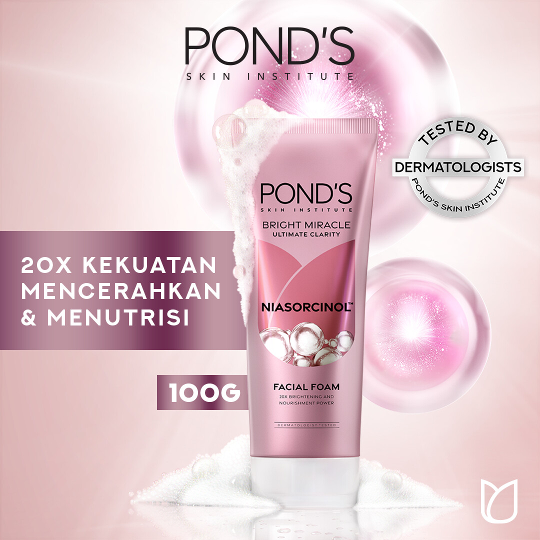 Ponds Bright Miracle Ultimate Clarity Niasorcinol Facial Foam 100gr - 20x kekuatan mencerahkan & ...